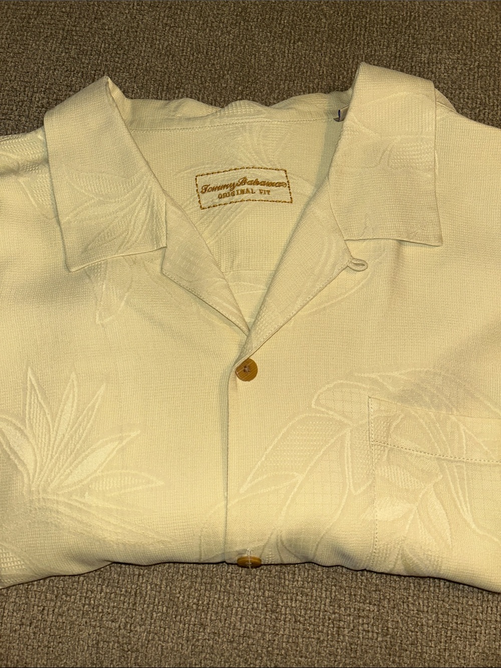 Tommy Bahama Yellow Floral Jacquard 100% Silk Camp Beach Resort Shirt XXL